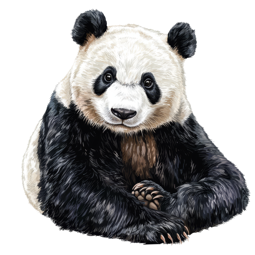 Cute panda bear illustration resting with a charming expression on a transparent background perfect for various designs, panda bear illustrationisolated on transparent background png