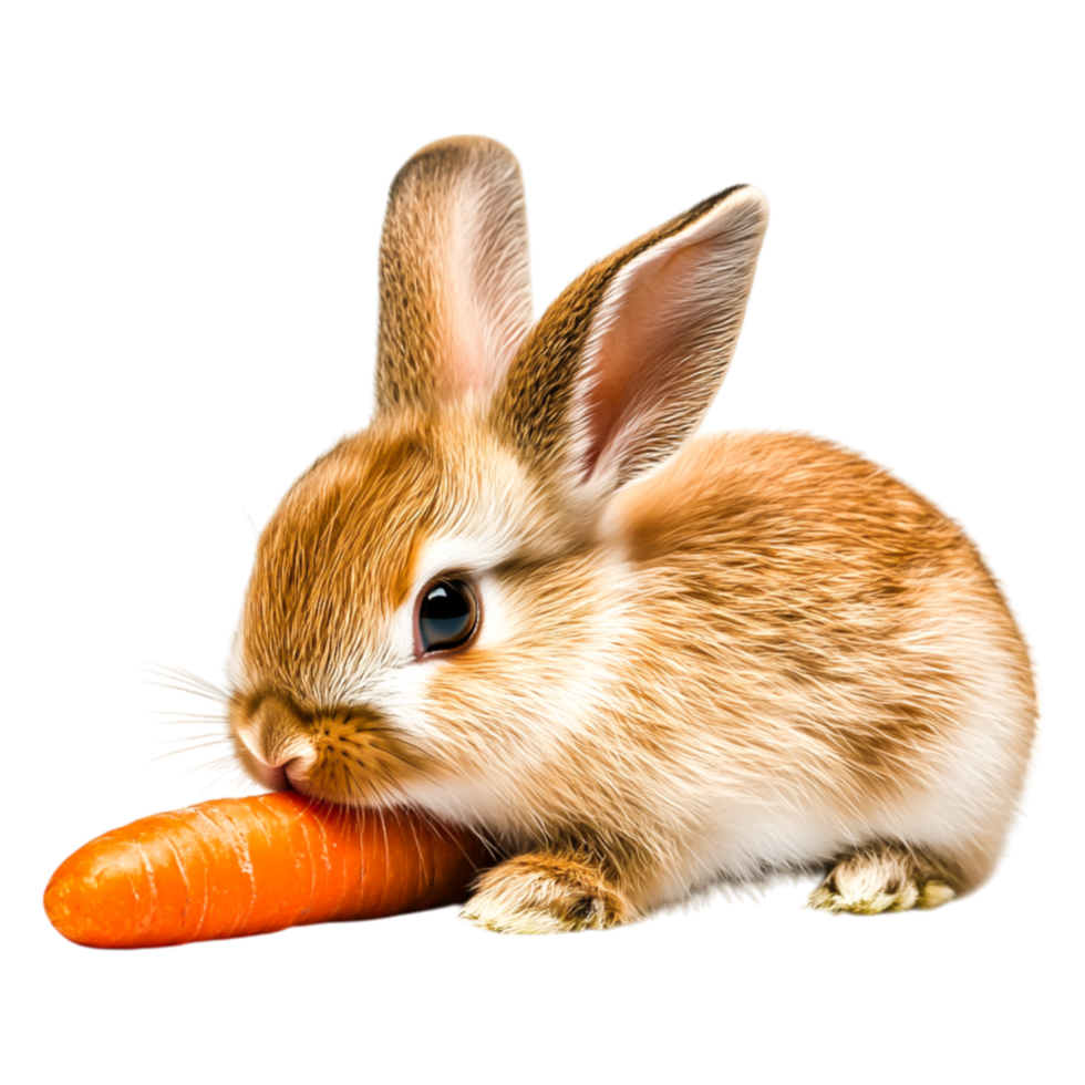 Adorable Brown Rabbit Nibbling on a Fresh Carrot in Nature png