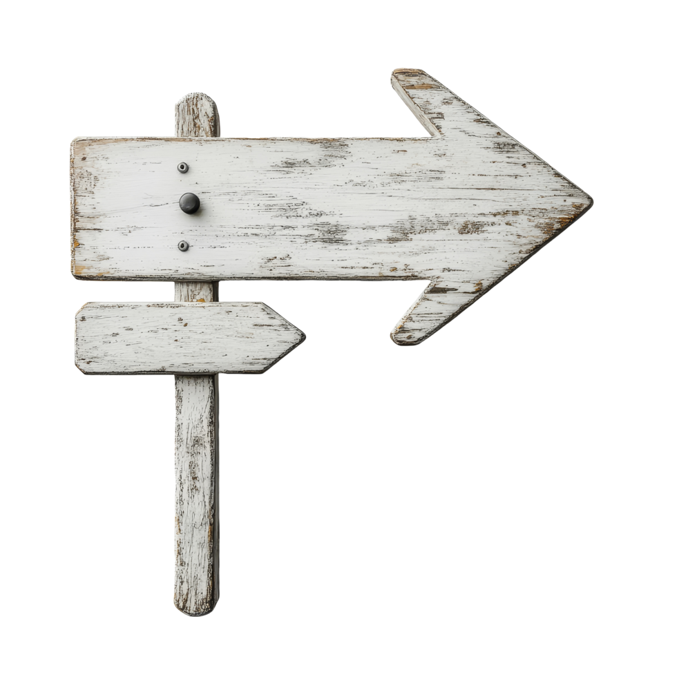 Rustic transparent wooden directional arrow sign pointing right and left on a transparent background for navigation or decoration, transparent wooden direction arrow sign isolated on transparent png