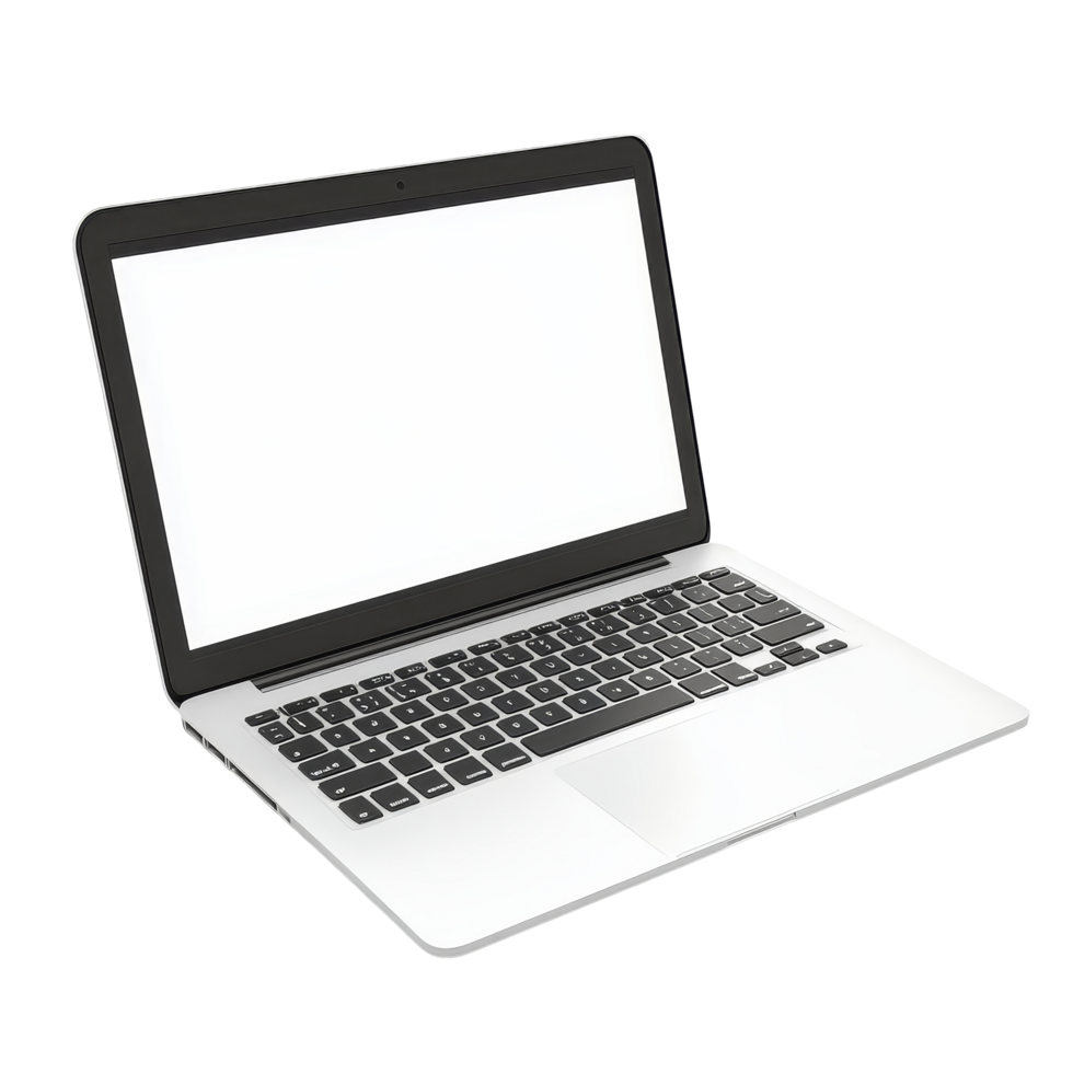 Modern laptop on a clean transparent background showcasing sleek design and minimalist features, Modern laptop on transparent background png