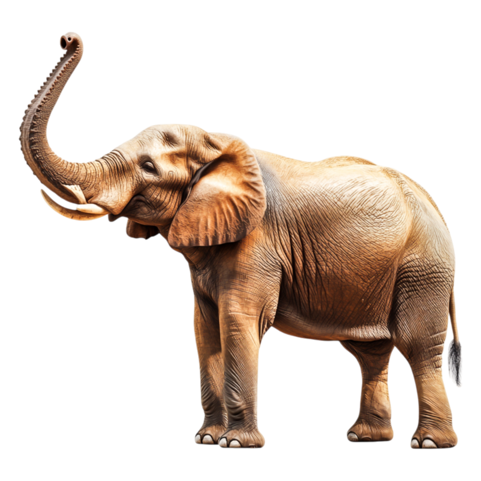 Majestic Elephant with Raised Trunk in Natural Habitat Scene png