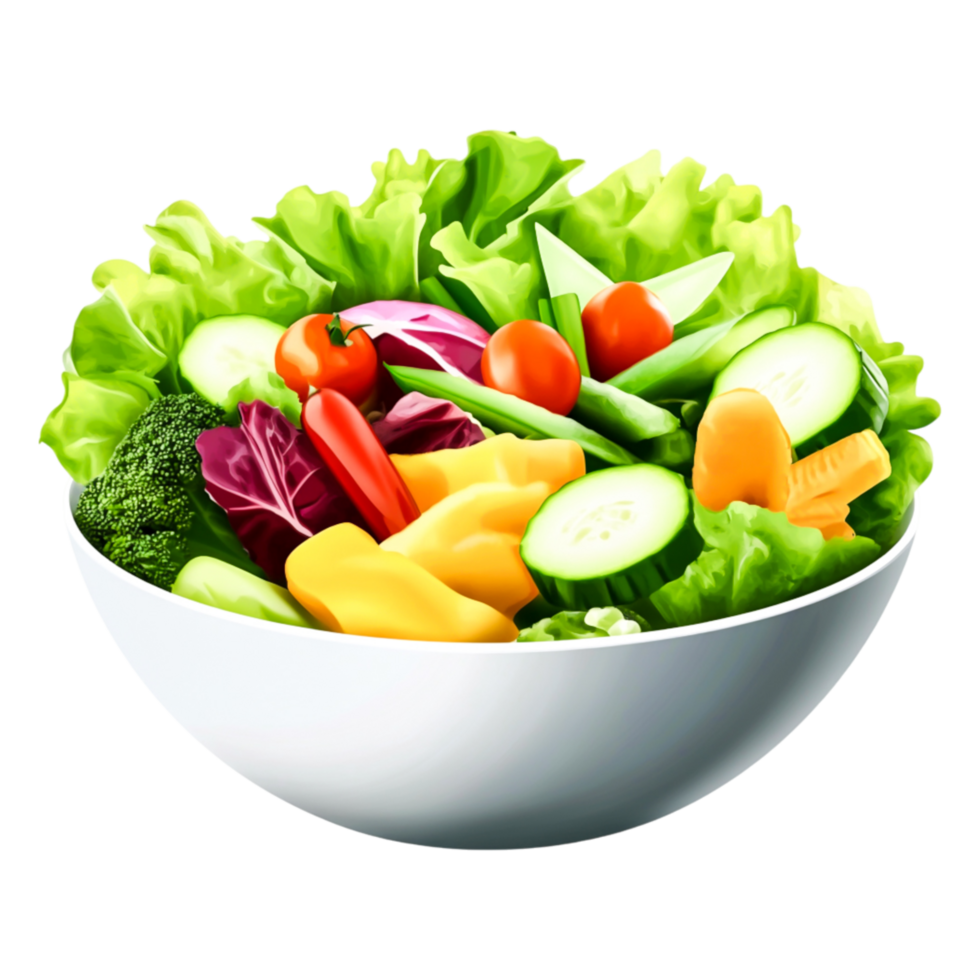 Fresh and Colorful Salad with Various Vegetables and Greens png