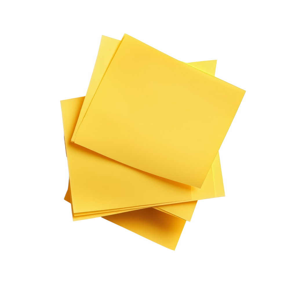 Stack of yellow sticky postit notes isolated on a transparent background ideal for organization and reminders, yellow sticky post it notes isolated on transparent background png