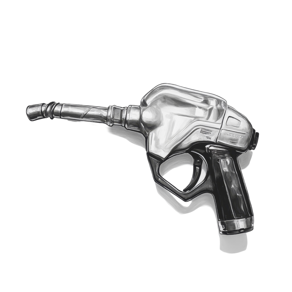 A gas nozzle resting on a flat surface, showcasing its design and functionality during a bright daylight setting, gas nozzle png