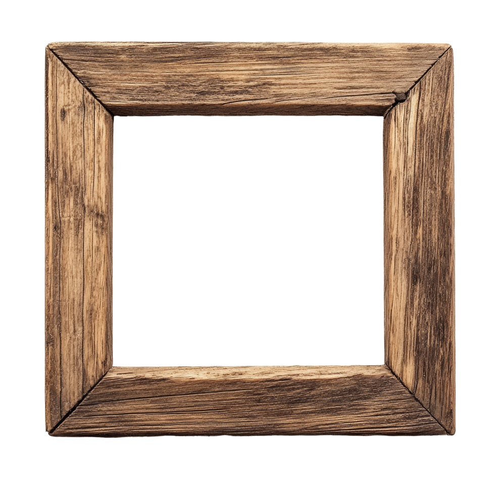 Elegant wooden photo frame on a transparent background perfect for displaying your cherished memories or artwork, wooden photo frame on transparent backgroundfile png
