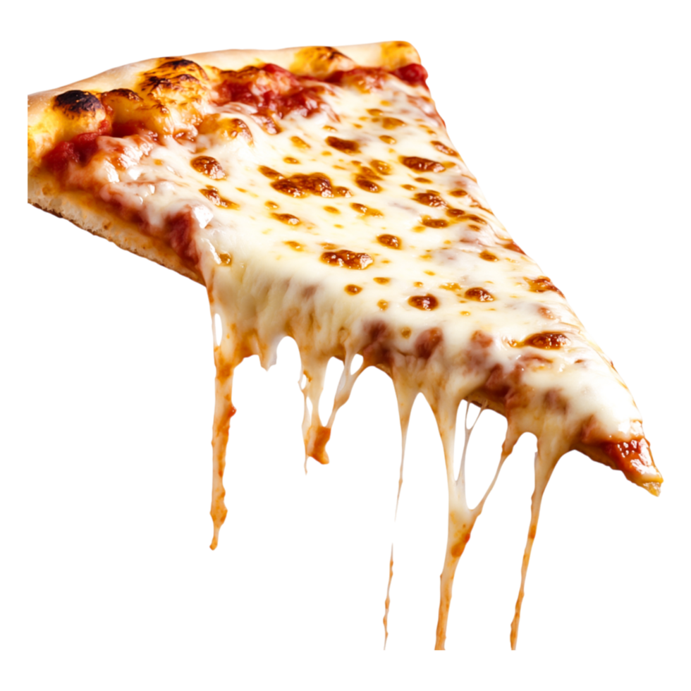 Delicious Cheese Pizza Slice With Melted Cheese Dripping Down png