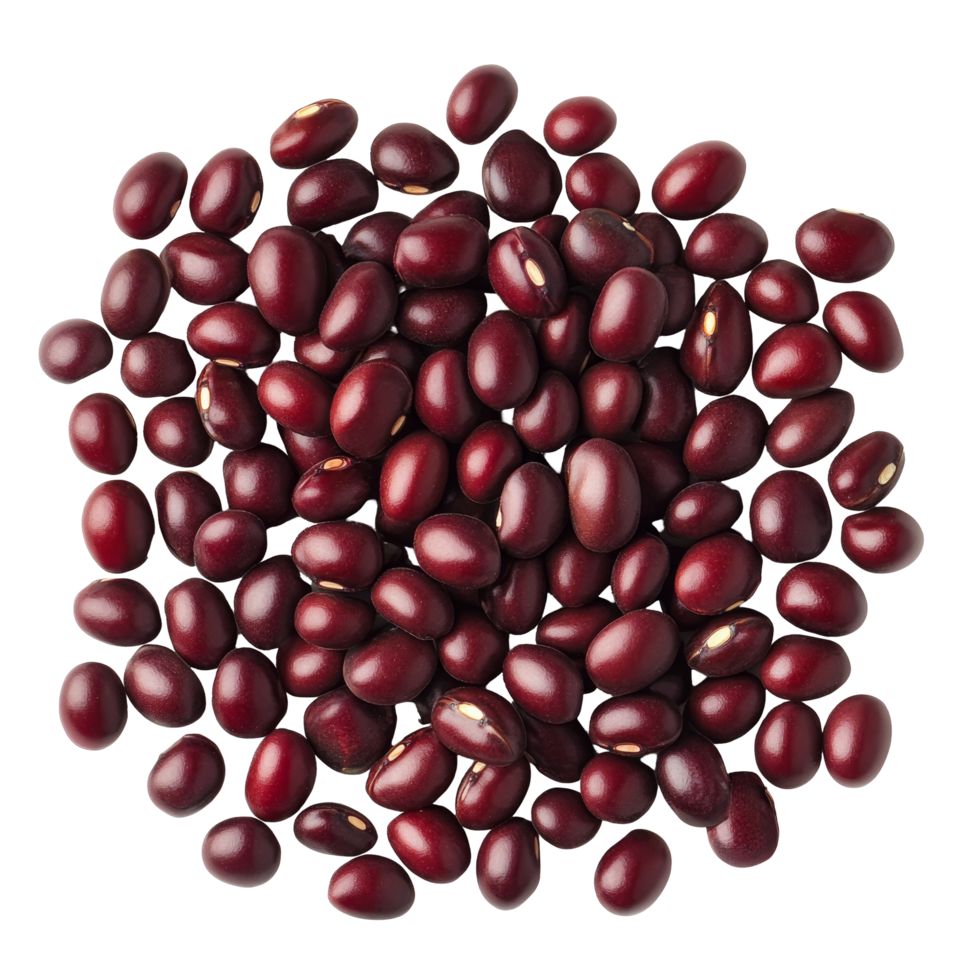 Adzuki beans piled neatly against a clean transparent backdrop showcasing their rich, dark color, Adzuki beans isolated on transparent background clipping path included png