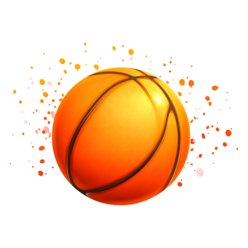 Bright Orange Basketball with Motion Splash and Dynamic Background png