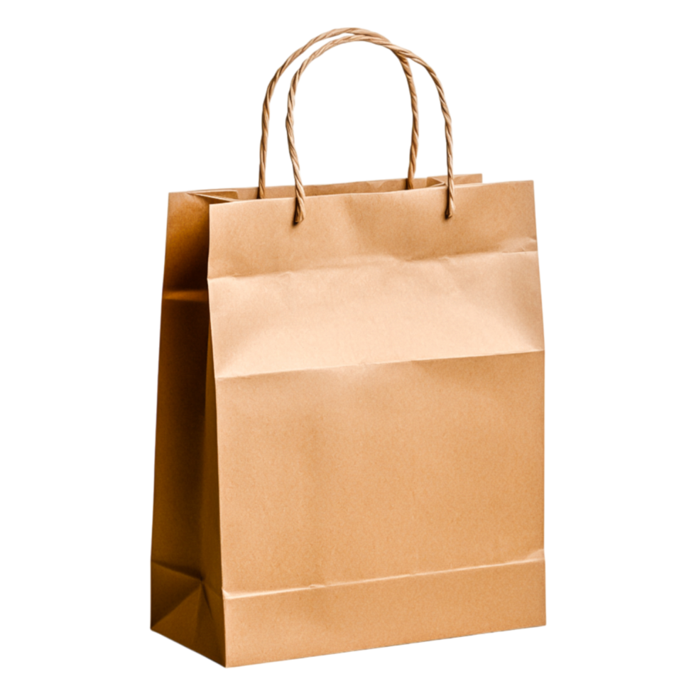 Brown Paper Bag with Handles for Shopping and Packaging Needs png