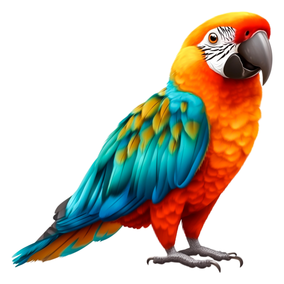 Colorful Macaw Parrot with Vibrant Feathers in Tropical Setting png
