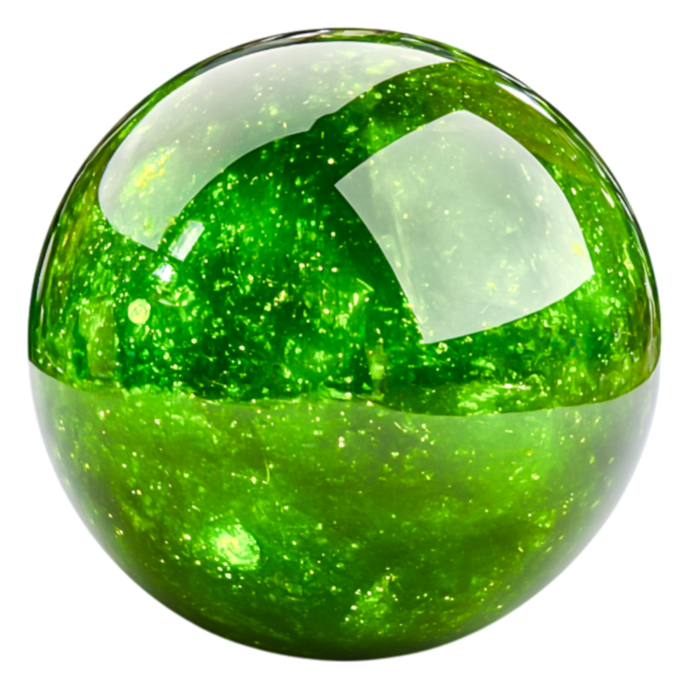 Glossy Green Sphere with Glittery Texture and Reflective Surface png