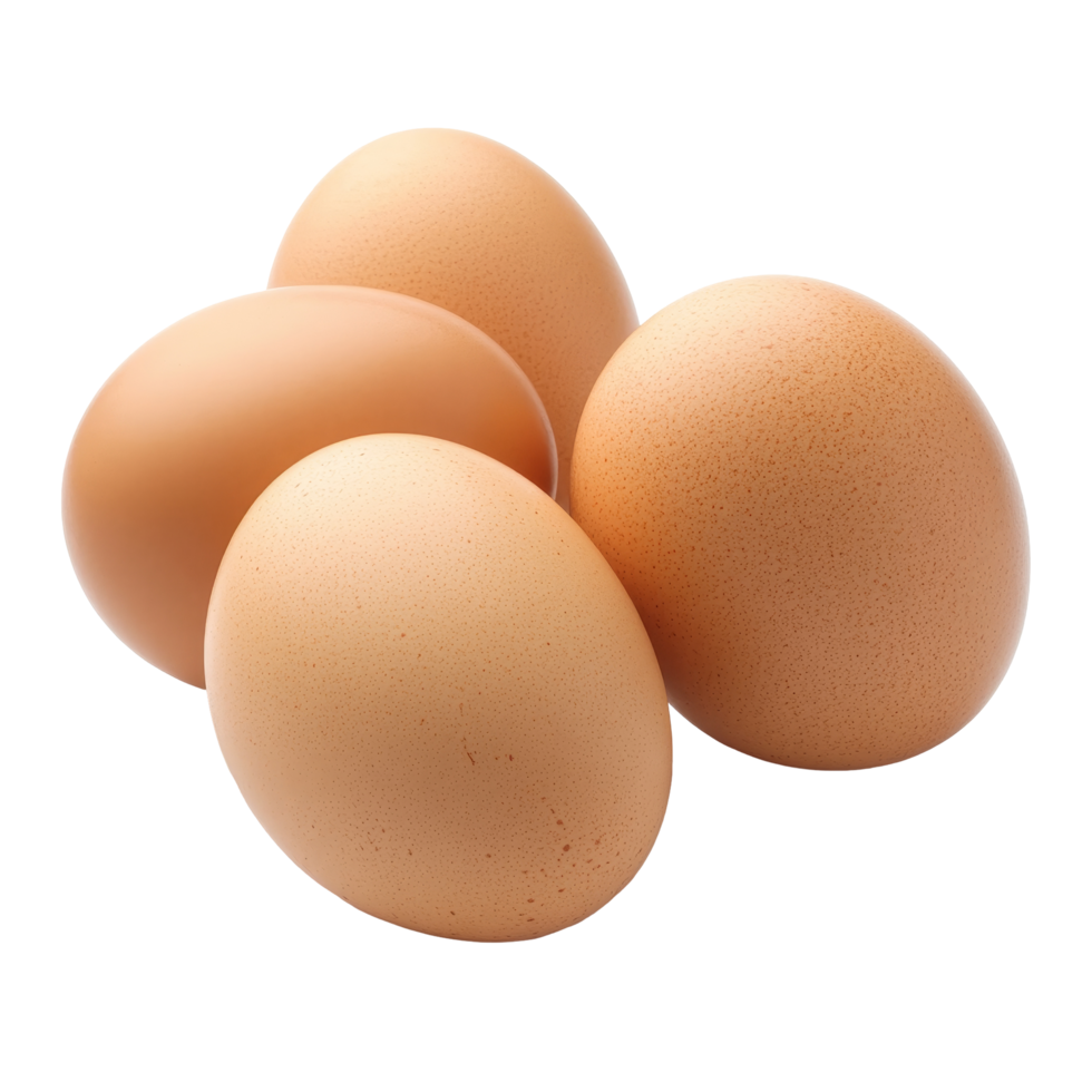 Brown eggs arranged on a bright transparent background, showcasing their smooth texture and natural color, brown eggs on transparent background png