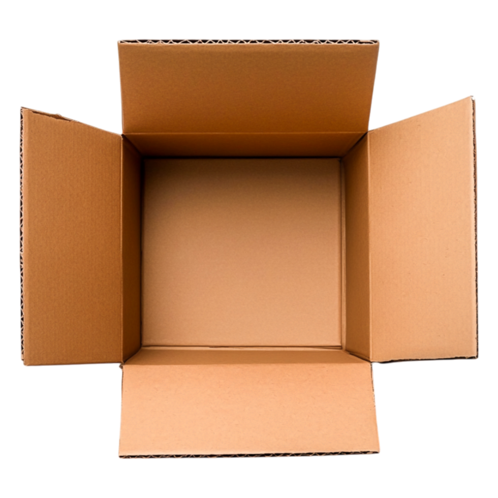 Empty Brown Cardboard Box with Open Flaps png