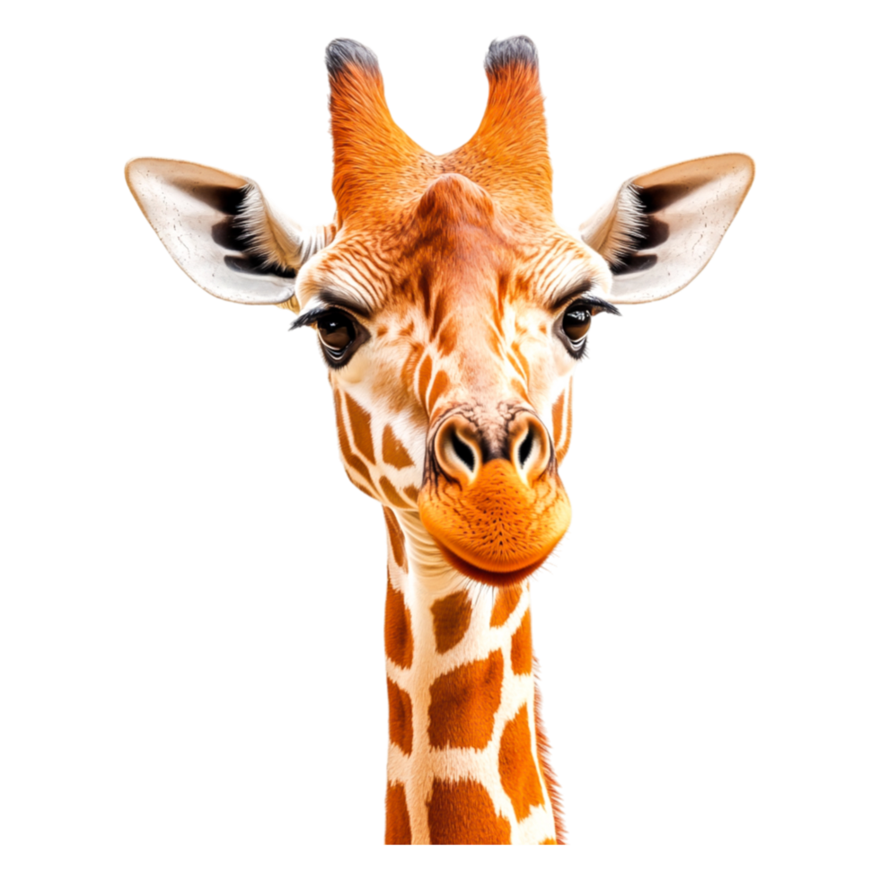 closeup of a Giraffe Displaying Elegant Features and Colors png