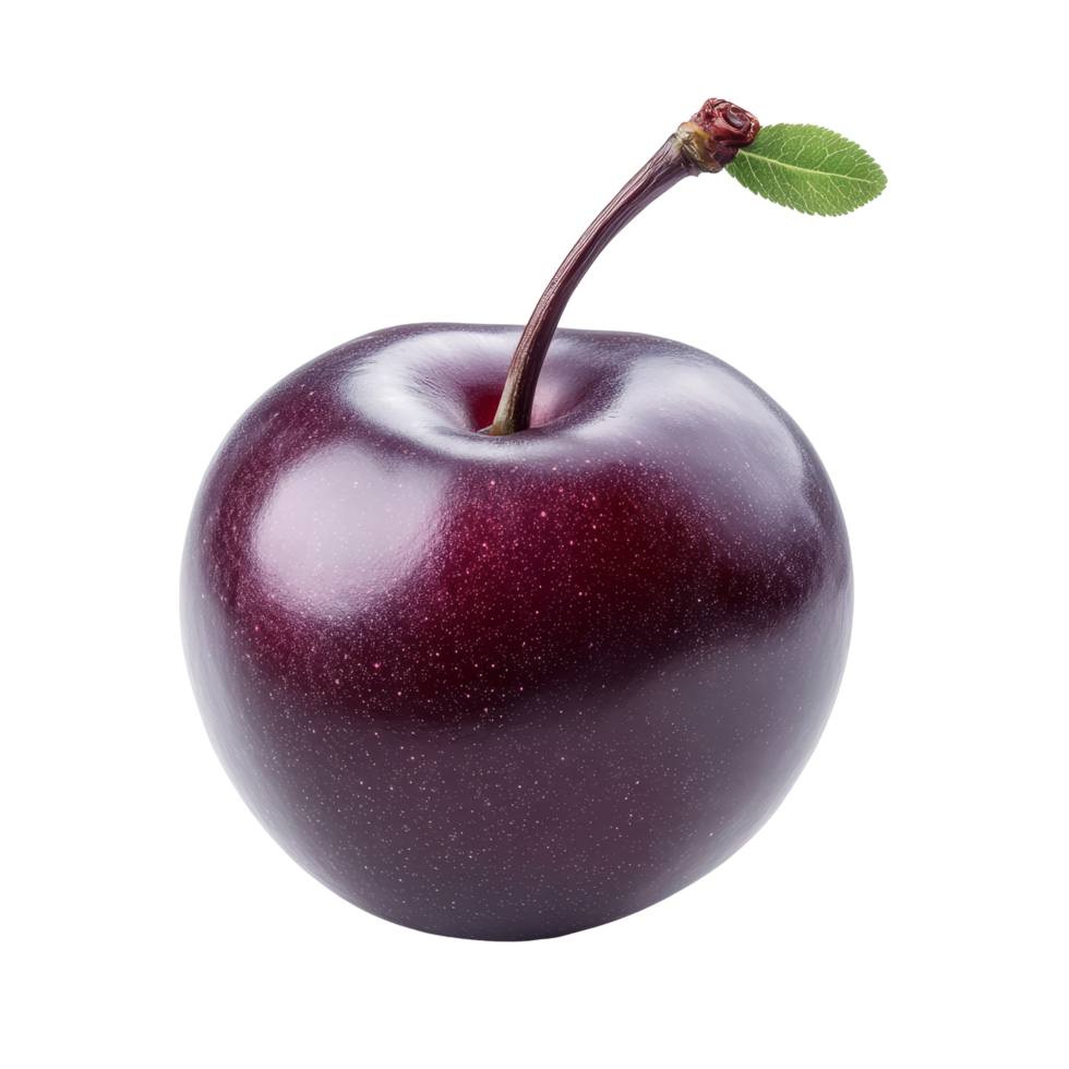 Fresh plum isolated on a transparent background showcasing its smooth skin and vibrant color, Plum isolated on transparent background png