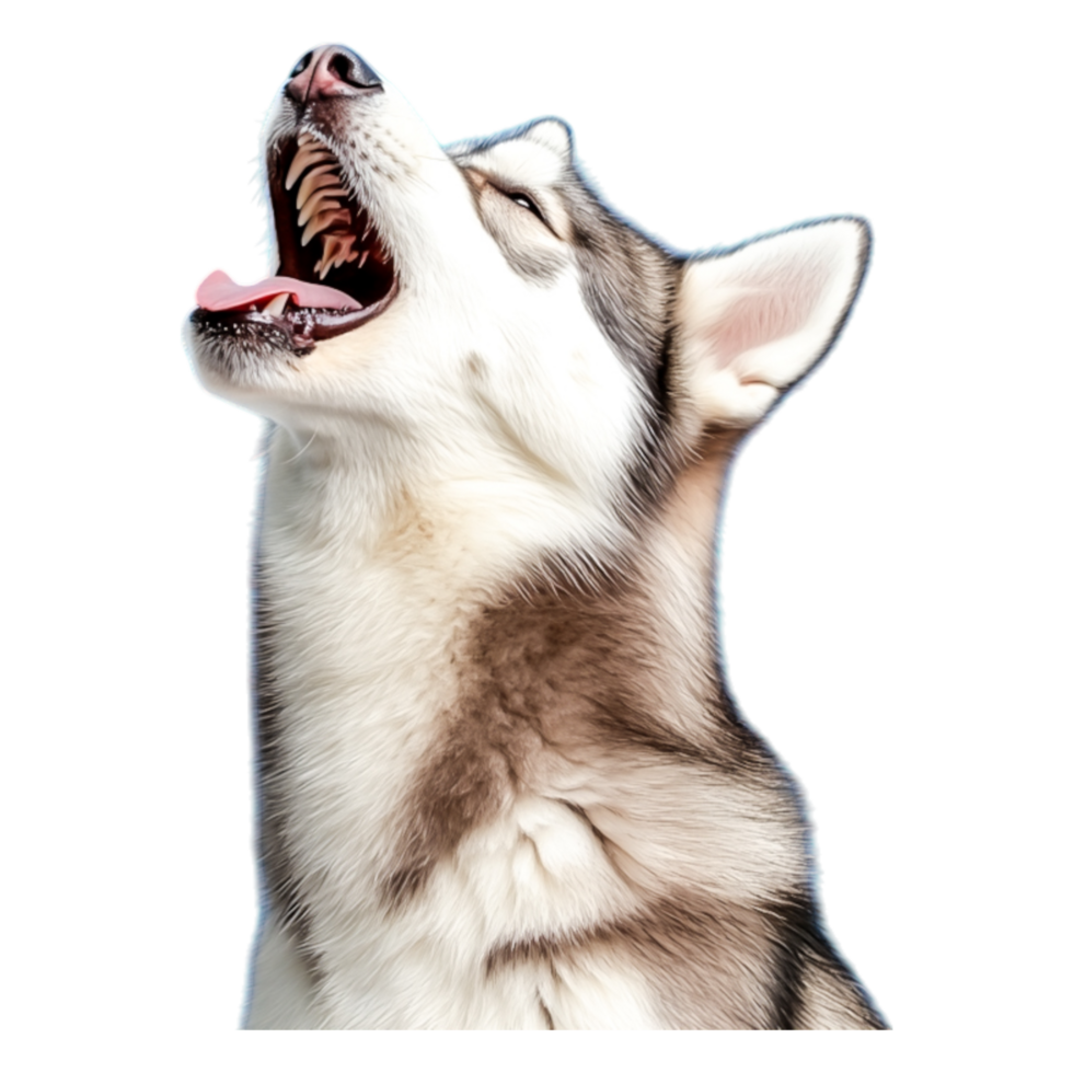 Majestic Alaskan Malamute Howling with Intensity and Emotion png
