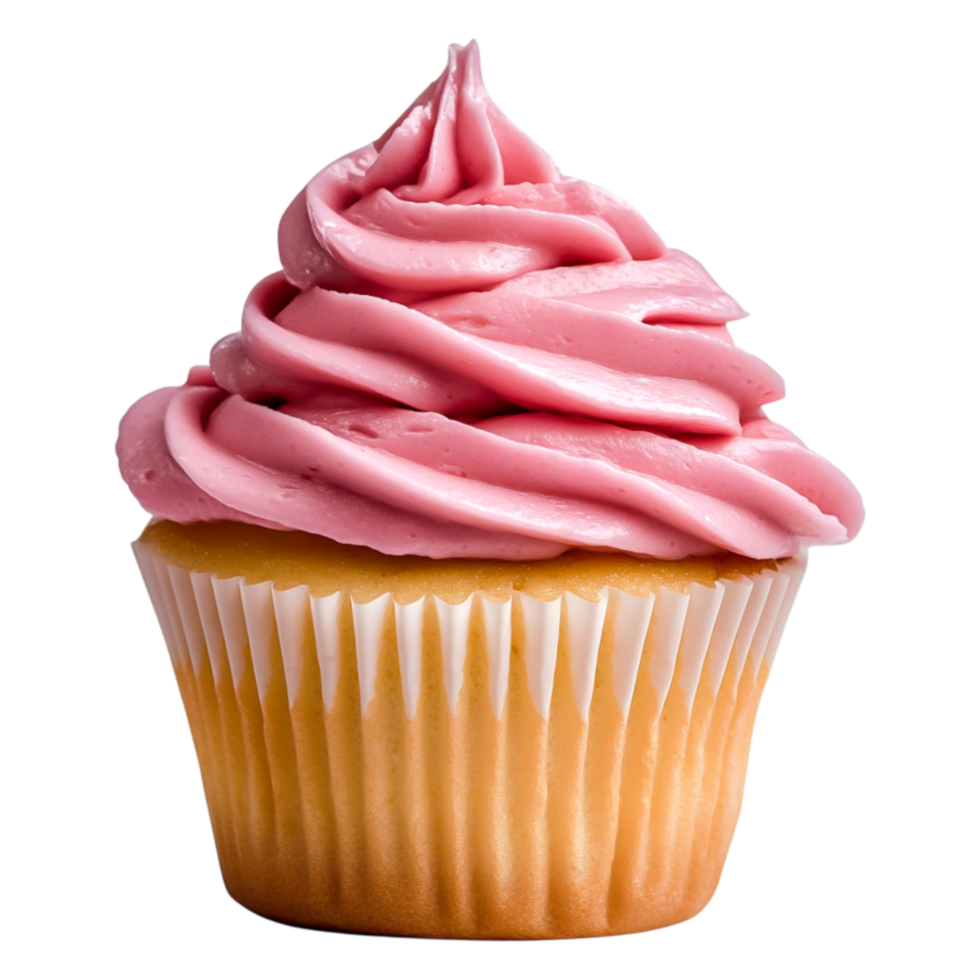 Delicious Pink Frosting Cupcake with Vanilla Base on png
