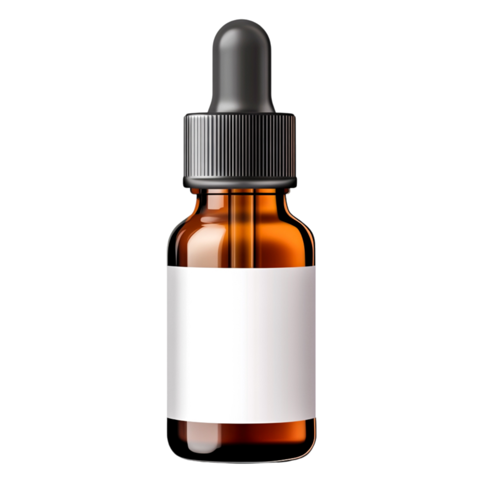 Amber Glass Dropper Bottle with Blank Label for Customization png