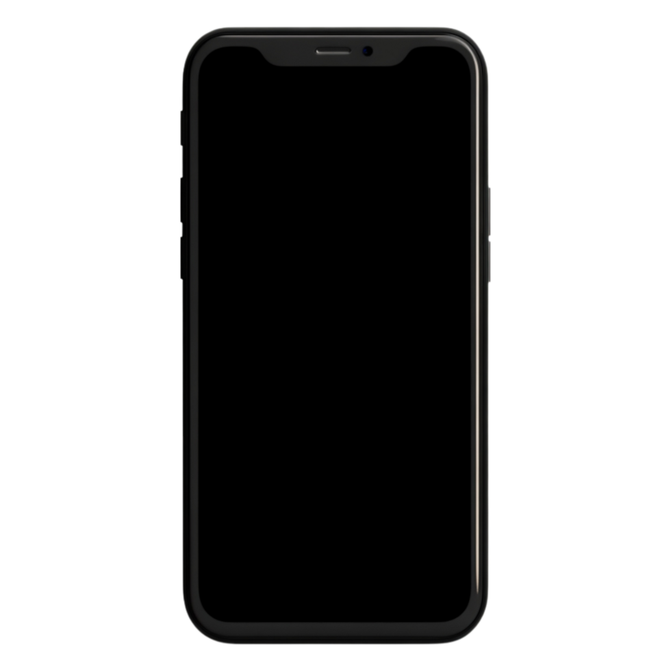 Realistic Black Smartphone with Blank Screen Isolated on png