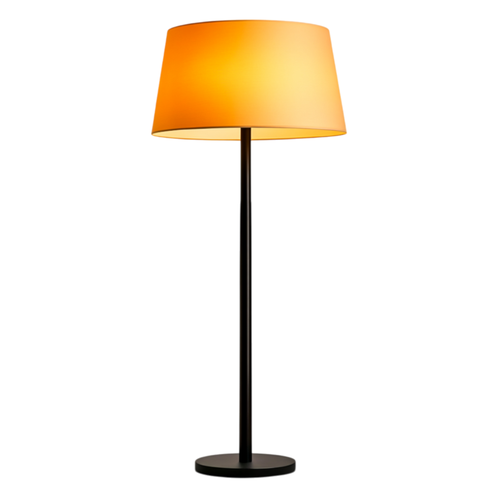 Elegant Modern Floor Lamp with Soft Amber Shade and Sleek Design png