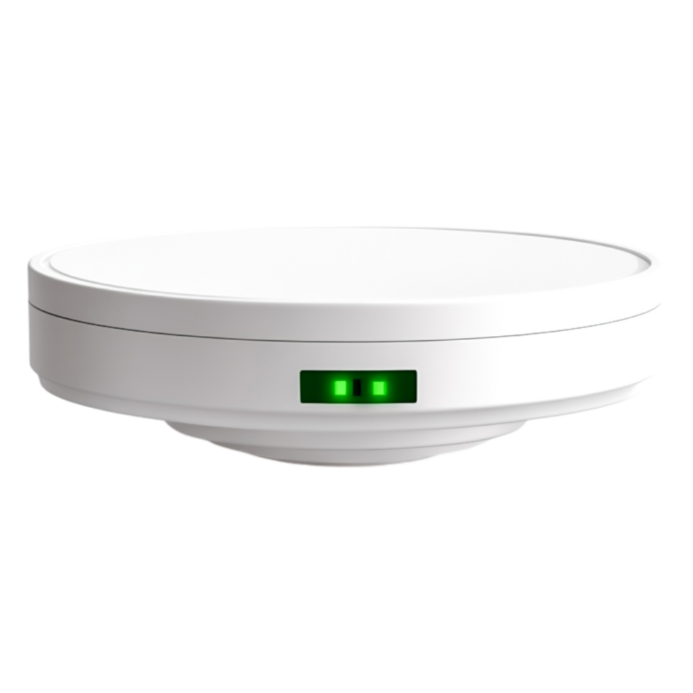 Modern White Smart Home Device with Green Status Light Display png