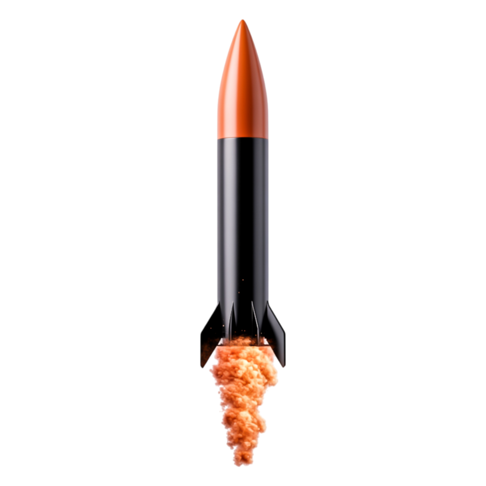 Rocket Launch with Flames and Smoke on a Transparent Background png