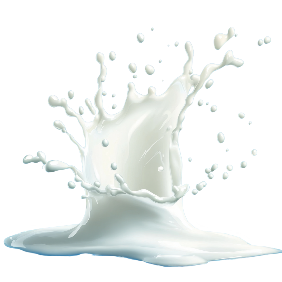 Vivid milk splash against a bright blue background creating dynamic motion and a refreshing feel in the image, Milk splash over blue background Stock Illustration png