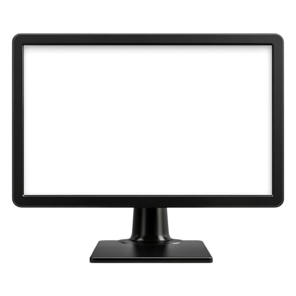 Blank computer monitor on a sleek modern desk for creative design png