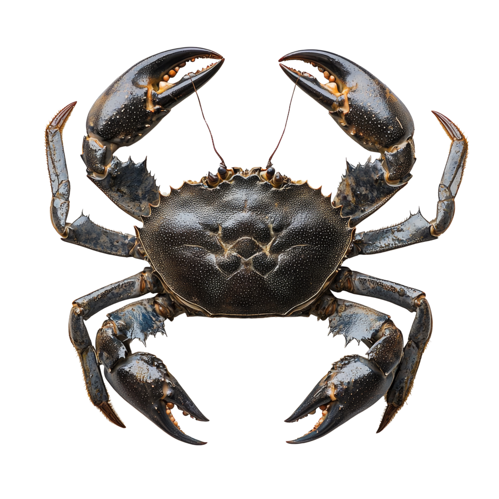 Serra ted mud crab displayed on a clean transparent background, showcasing its unique features and natural colors, serra ted mud crab on transparent background png