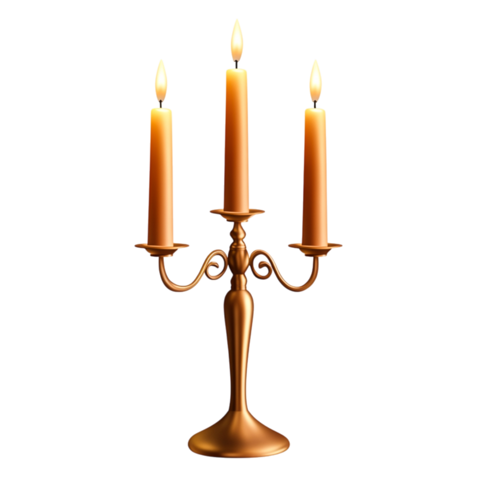 Elegant Three-Candleholder with Lit Candles for Ambient Lighting png
