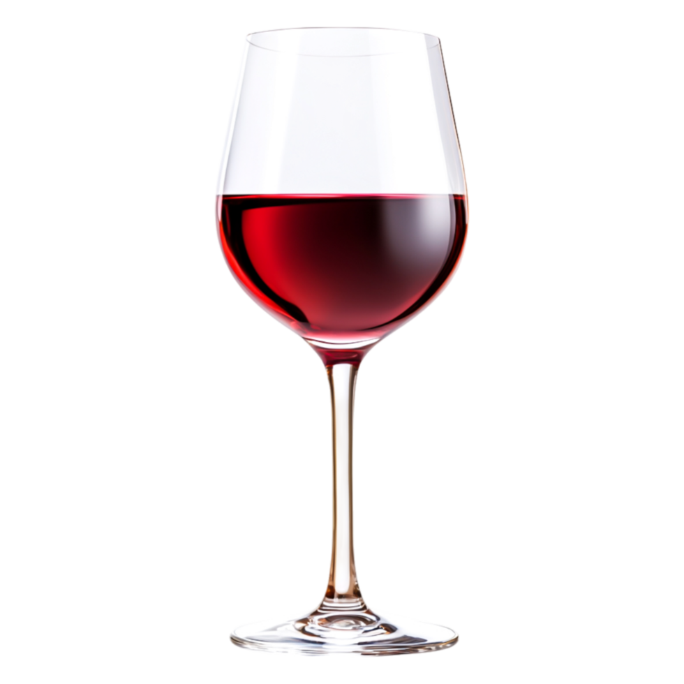 Elegant Red Wine Glass with Rich Burgundy Liquid and Bright Reflection png