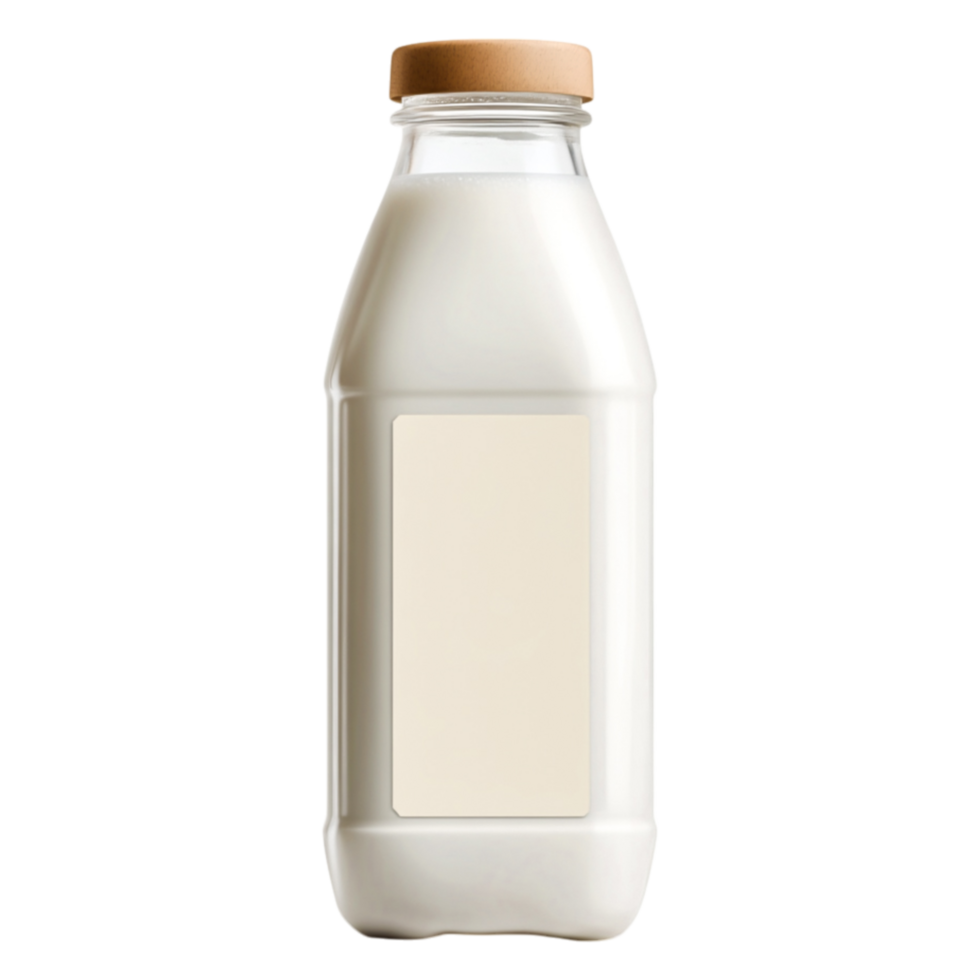Classic Glass Milk Bottle Filled with Fresh Dairy Beverage png
