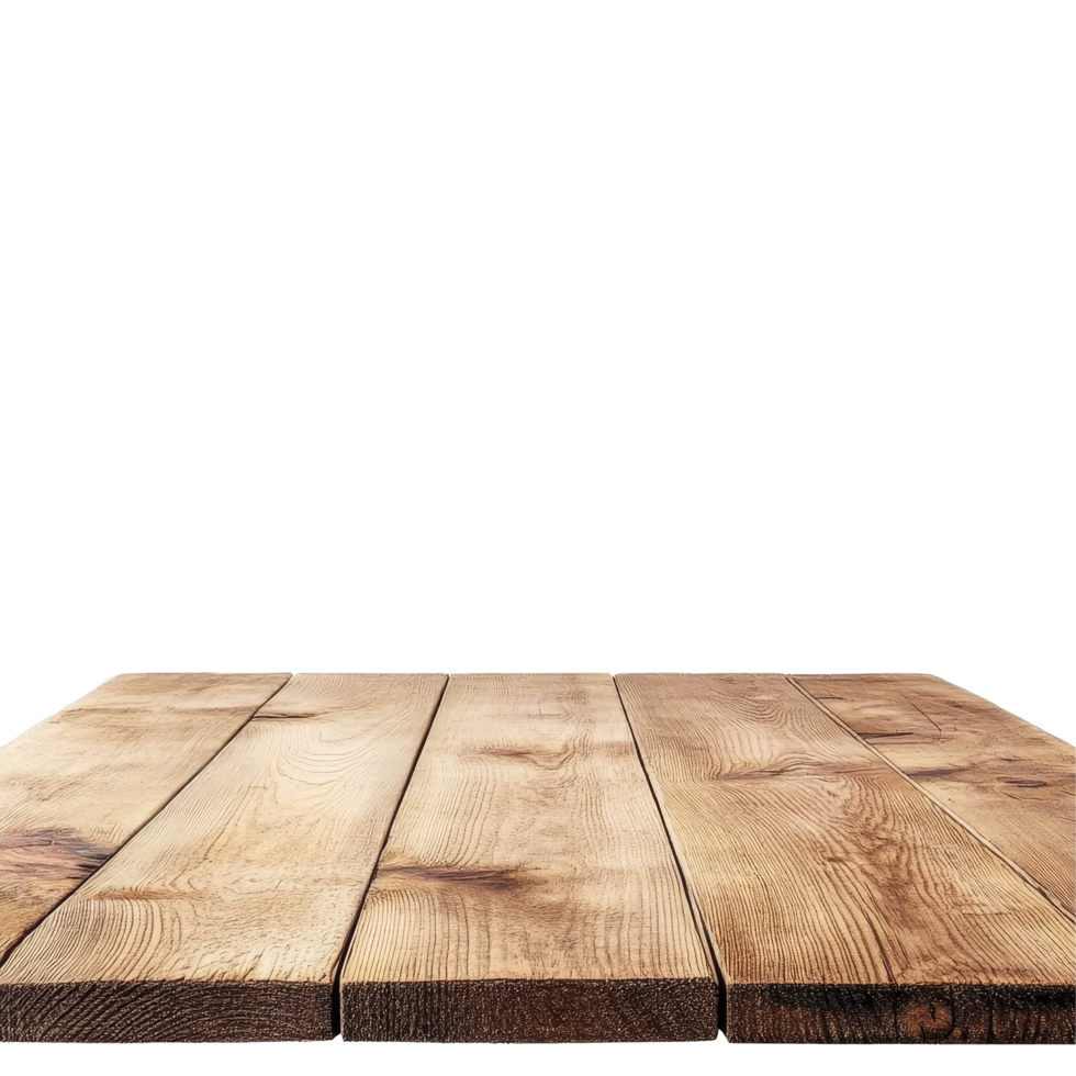 Empty wooden table top ready for product placement in a bright, minimalistic studio setting, a blank empty wooden table top for product placement isolated on transparent backgroud png