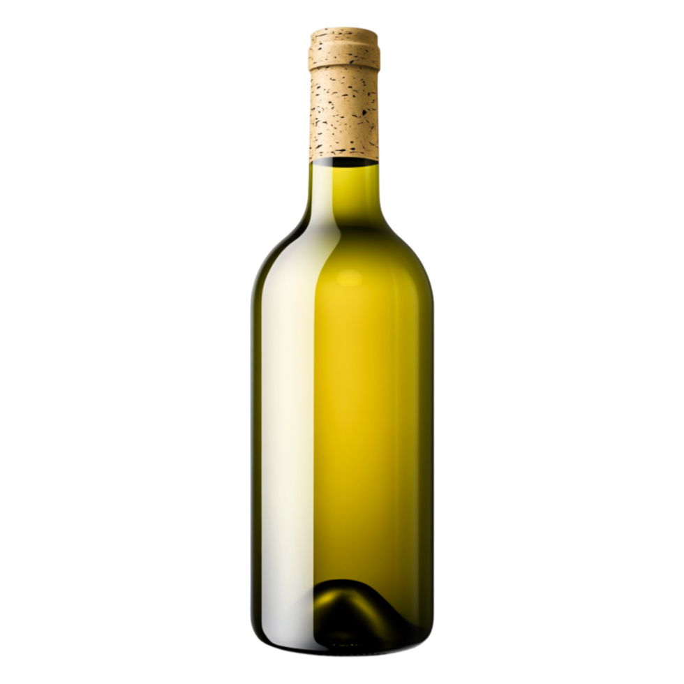 Elegant Green Glass Wine Bottle with Cork Top on png