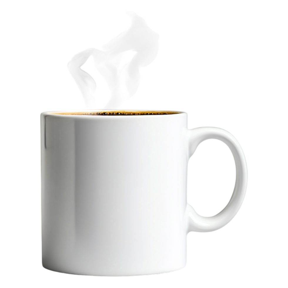 Elegant White Coffee Mug with Steam Rising on a Clean Background png