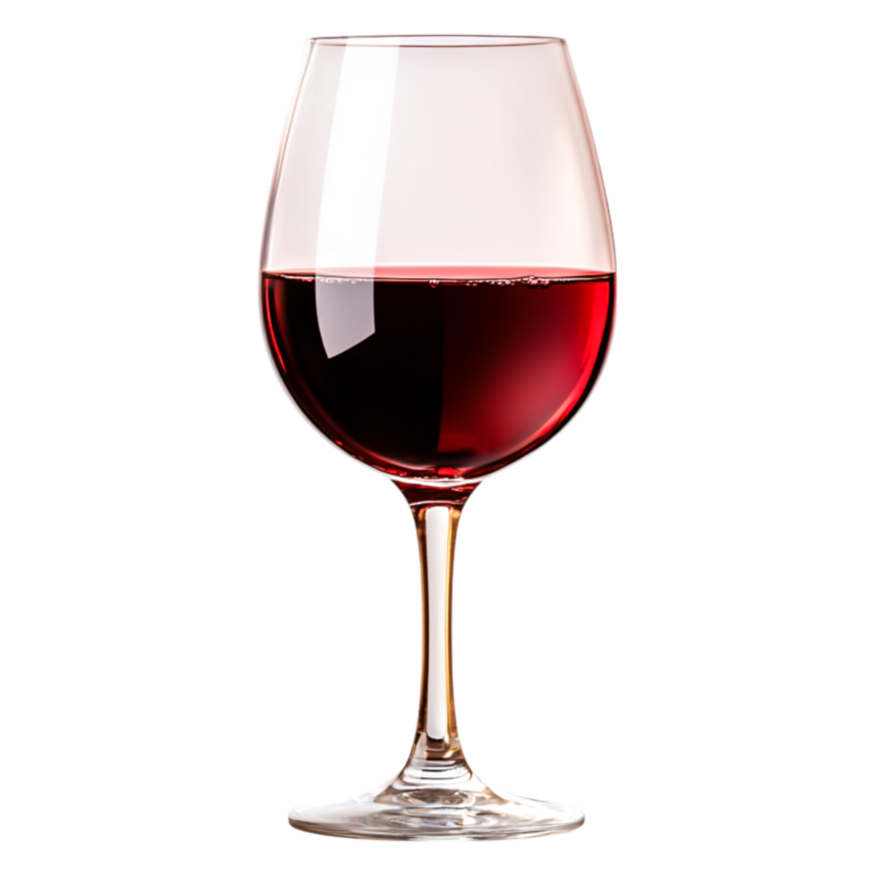 Elegant Red Wine Glass with Rich Garnet Liquid Isolated on White png