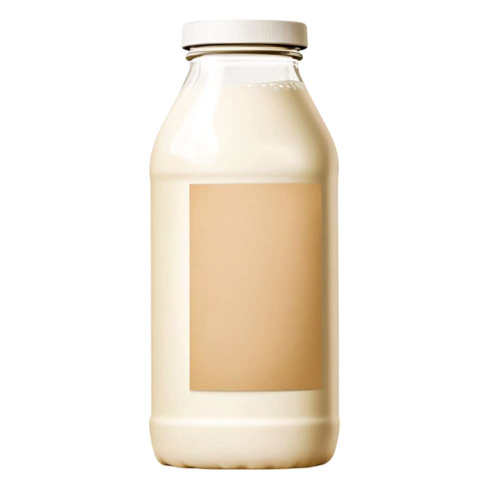 Glass Bottle of Fresh Milk with Blank Label for Custom Branding png