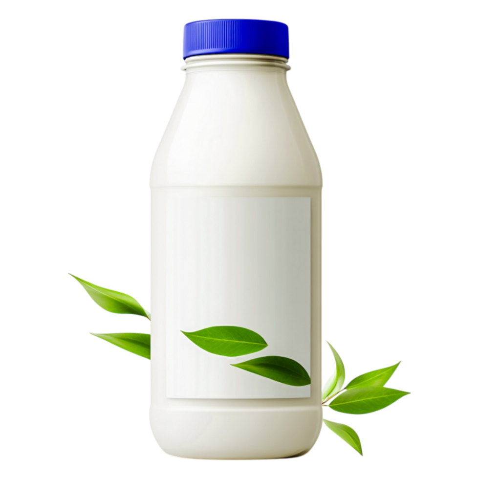 Fresh Milk Bottle with Leaves on for Natural Products png