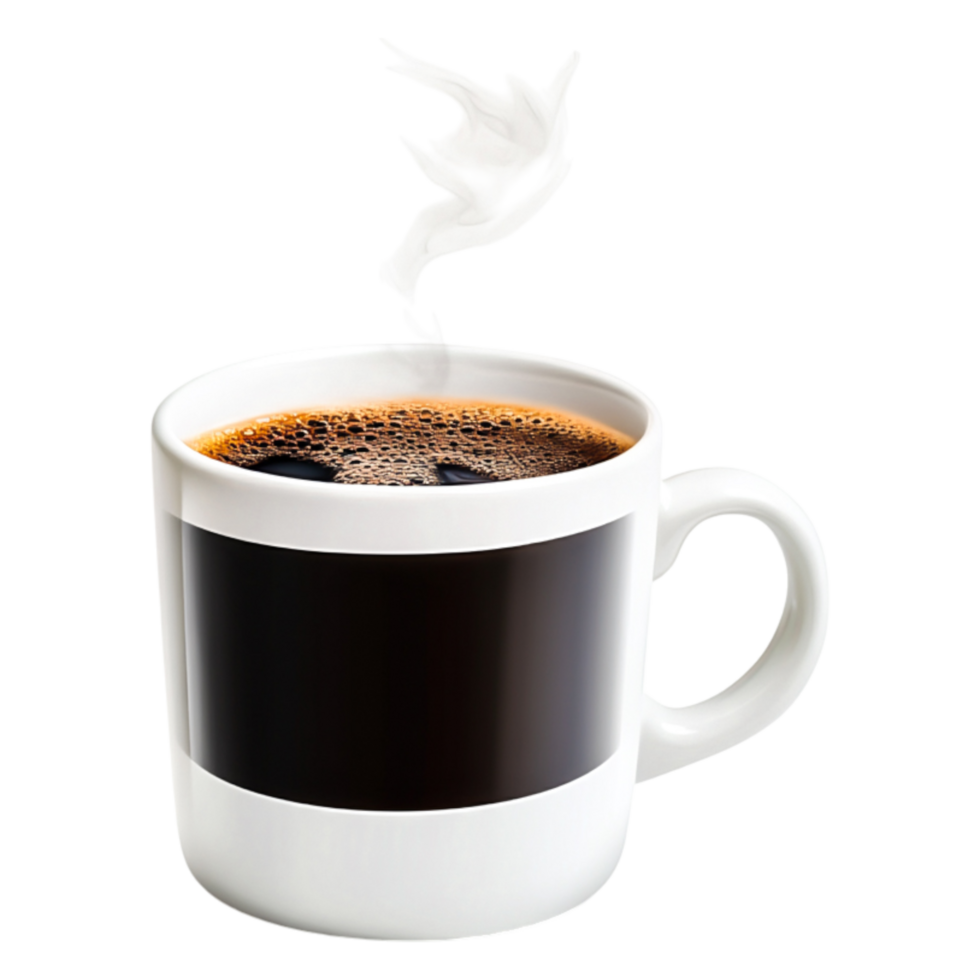 Hot Coffee Cup with Steam and Creamy Swirl on png