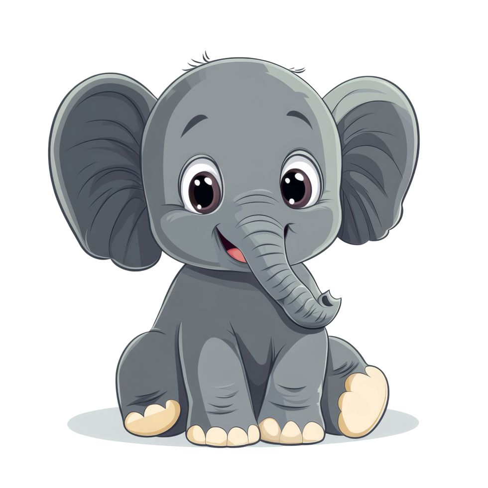 Adorable elephant sitting playfully on a transparent background, showcasing its cute features and joyful expression, cute elephant isolated on transparent background png