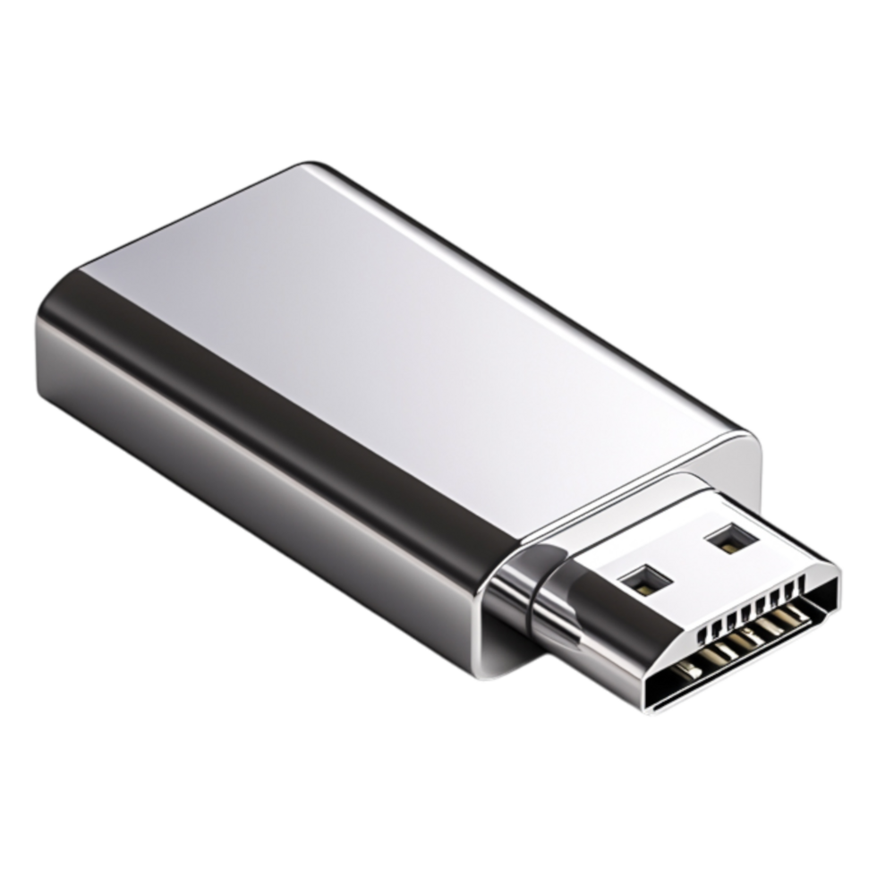 Silver USB Flash Drive Isolated on for Technology Use png