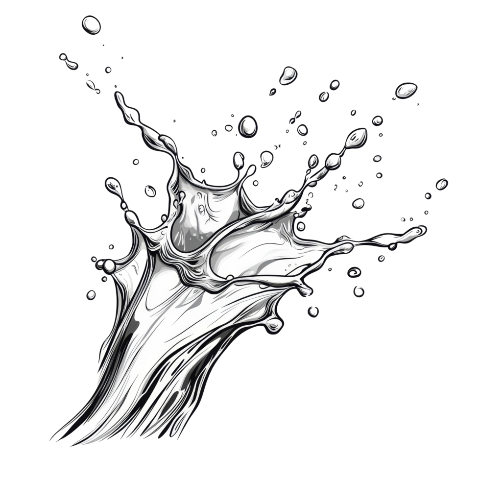 Isolated illustration of a water splash showcasing dynamic flow and movement in a natural setting, Flowing water splash isolated Stock Illustration png