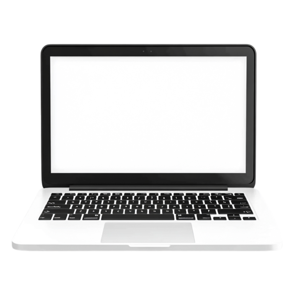 Minimalist Open Laptop Displaying Blank Screen on png