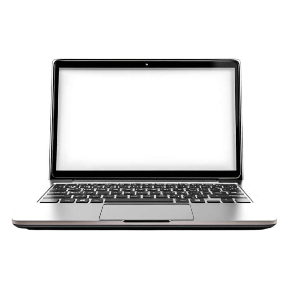 Metallic Laptop with Blank Screen and Keyboard for Design Use png