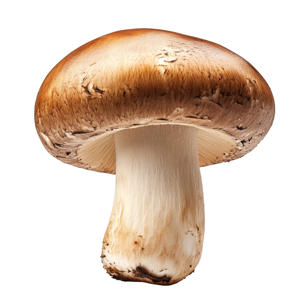 Fresh champignon mushroom isolated against a clean transparent background showcasing its natural color and texture, Champignon Mushroom isolated on transparent background png