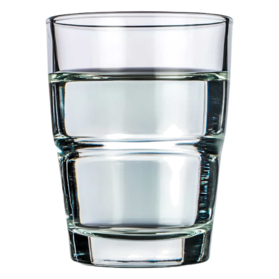 Clear Glass with Still Water in Bright Lighting on png