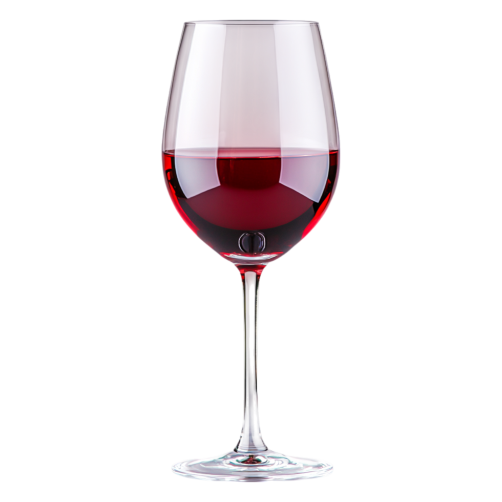Elegant Red Wine Glass Filled with Smooth Burgundy Liquid png