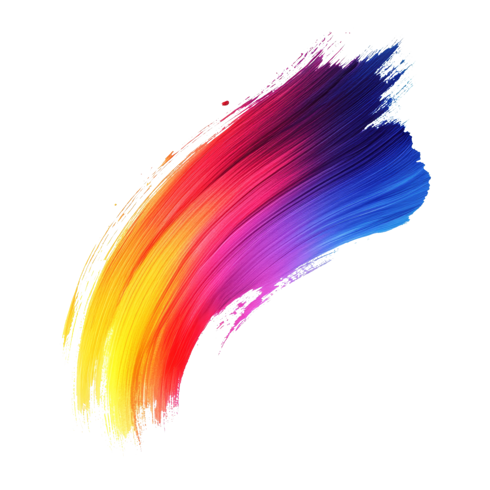 A vibrant color gradient brush stroke showcasing a blend of shades from yellow to blue against a clean transparent background, color gradient brush stroke isolated on transparent background png