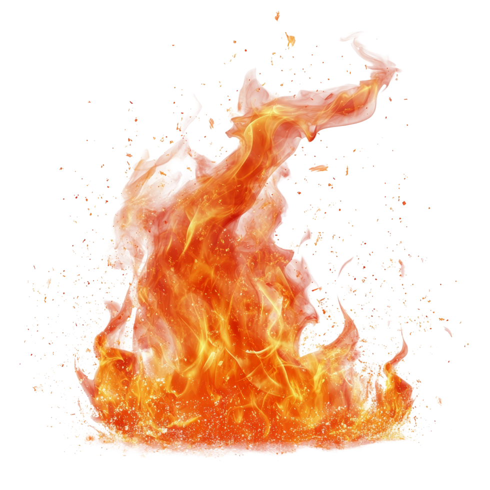 Brilliant flames and fire dancing against a pure transparent background creating a striking visual effect, fire and flames isolated on transparent background png