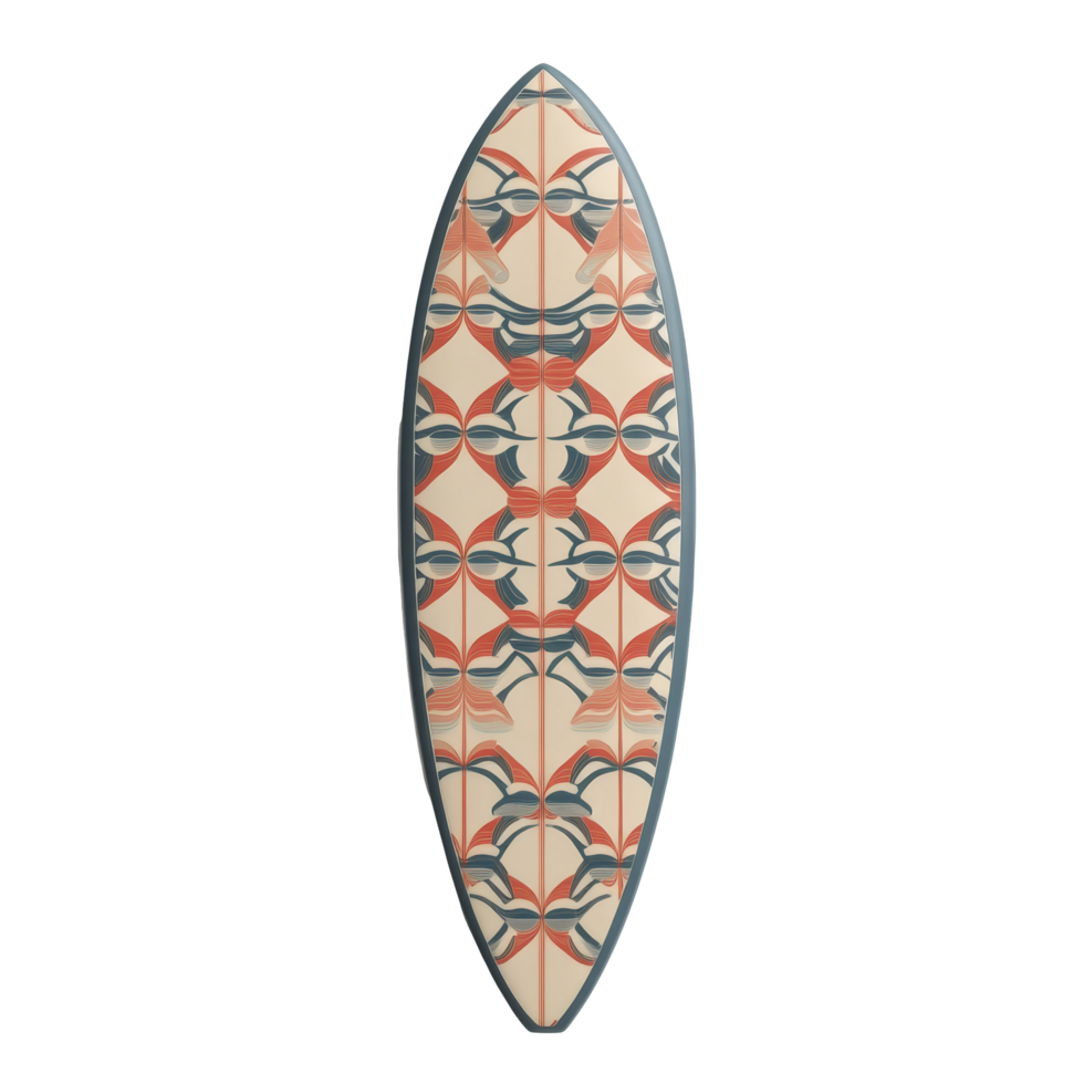 Retro surfboard with colorful pattern on a transparent background, perfect for beach enthusiasts and collectors, surf board with retro pattern isolated on transparent background or transparent png